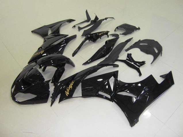 Noir avec Or Décalque 09-12 Kawasaki ZX6R Carénage Moto Noir avec Or Décalque 09-12 Kawasaki ZX6R Carénage Moto