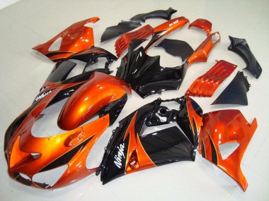 Orange Noir 06-11 Kawasaki ZX14R ZZR1400 Carénage Moto