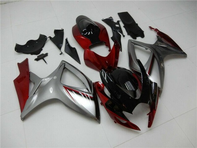 Rouge Argent 06-07 Suzuki GSXR 600/750 Carénage Moto Rouge Argent 06-07 Suzuki GSXR 600/750 Carénage Moto
