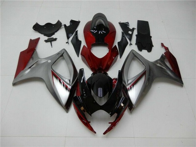 Rouge Argent 06-07 Suzuki GSXR 600/750 Carénage Moto Rouge Argent 06-07 Suzuki GSXR 600/750 Carénage Moto