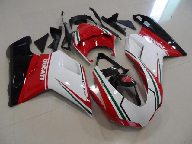 Rouge Blanc 07-14 Ducati 848 1098 1198 Carénages Moto Rouge Blanc 07-14 Ducati 848 1098 1198 Carénages Moto