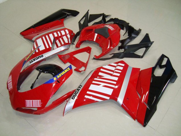 Rouge Blanc 07-14 Ducati 848 1098 1198 Kit Carénages Motos Complet Rouge Blanc 07-14 Ducati 848 1098 1198 Kit Carénages Motos Complet