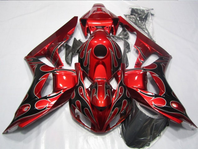 Rouge Noir Flamme 06-07 Honda CBR1000RR Carénage Moto Rouge Noir Flamme 06-07 Honda CBR1000RR Carénage Moto
