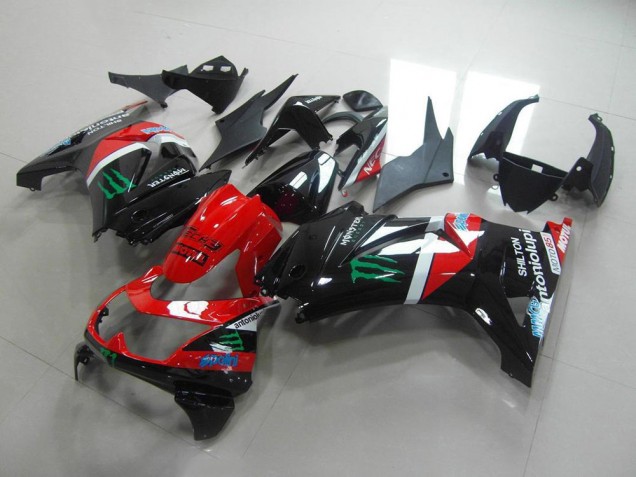 Rouge et Noir Monster 08-12 Kawasaki ZX250R Carénage Moto Rouge et Noir Monster 08-12 Kawasaki ZX250R Carénage Moto